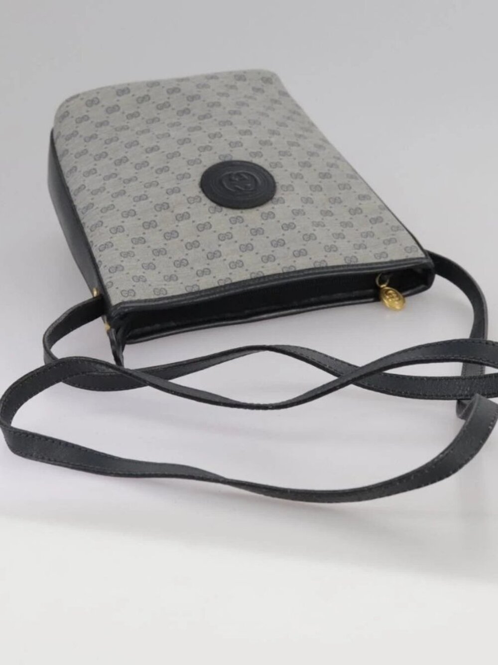 GUCCI Micro GG Supreme Shoulder Bag PVC Navy Gold 007 89 1095 Auth th5584 - Picture 8 of 16